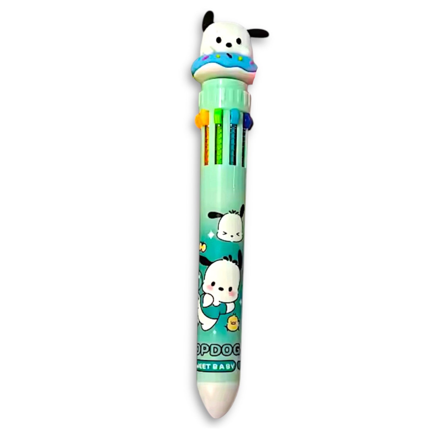 Sanrio Character Jumbo Pen with 10 Changeable Colours - Kuromi Hello Kitty Cinnamoroll Pochacco Pompompurin Style