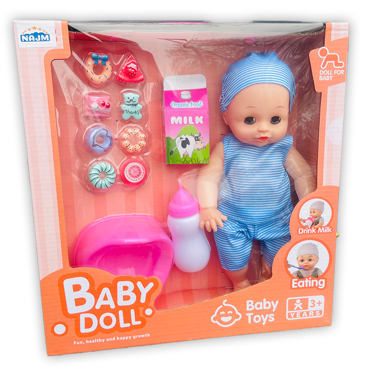 Interactive Baby Doll Set with Toy Accessories Potty & Bottle