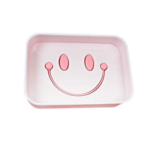 Bathroom Smiley Face Plastic Soap Dish Holder Box 13 x 9 cm  Assorted Colours 5057