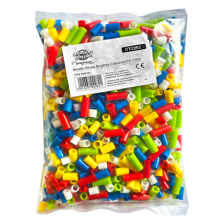 Mega Value Straw Beads Bright Colours x 1000 ( Craft Clearance Special )