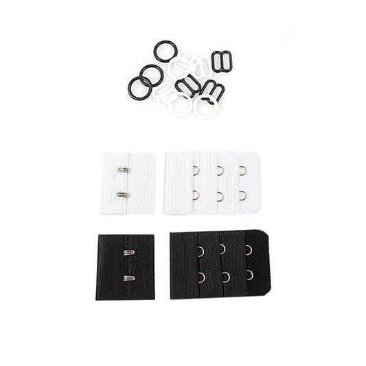 Assorted Elastic Bra Buckle Set Black and White 4808