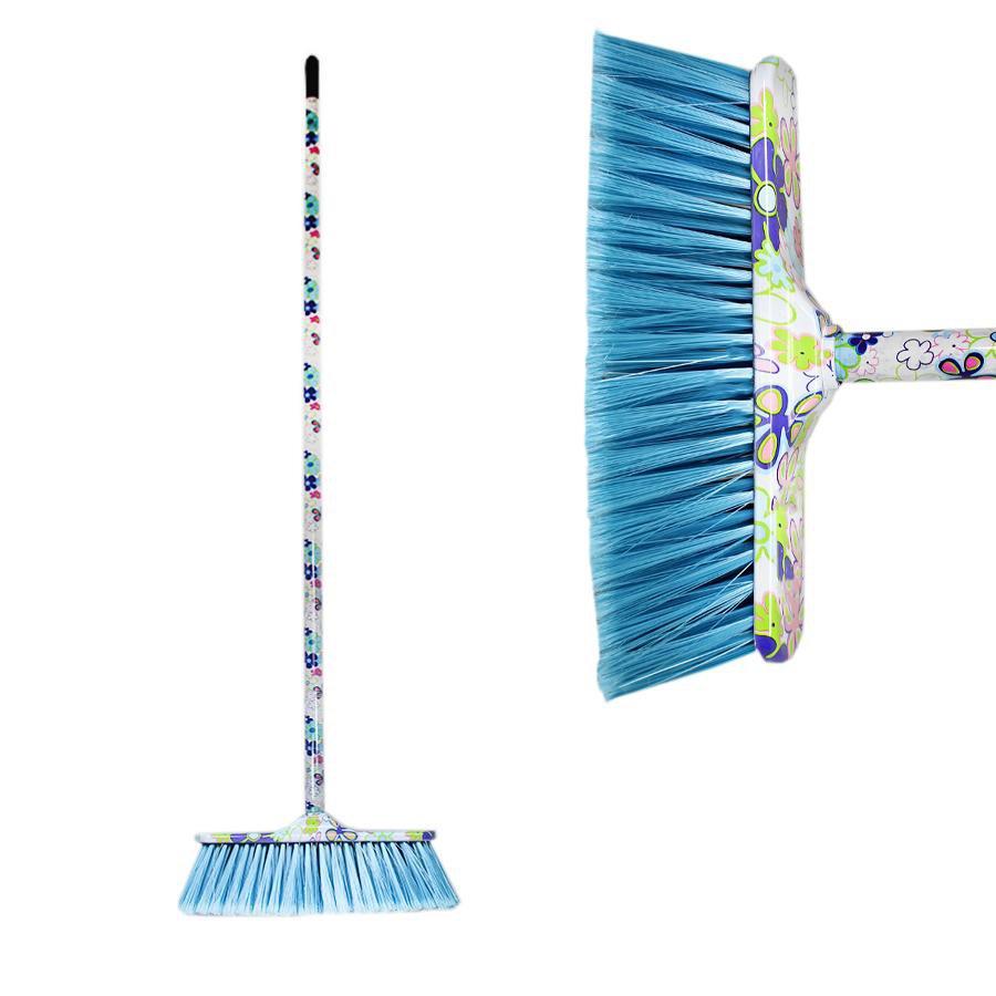 Indoor Sweeping Soft Bristles Brush Broom with Handle Assorted Designs and Colours 5107