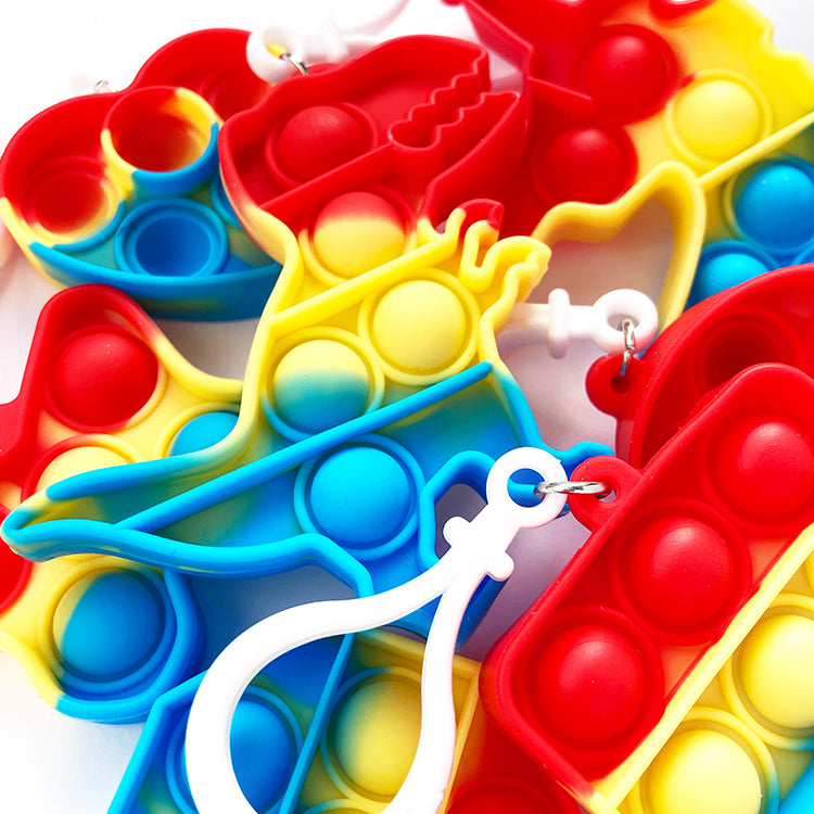 Poppit Fun Jumbo Rainbow Keychain/Charms x 50 ( BULK BUY SPECIAL )