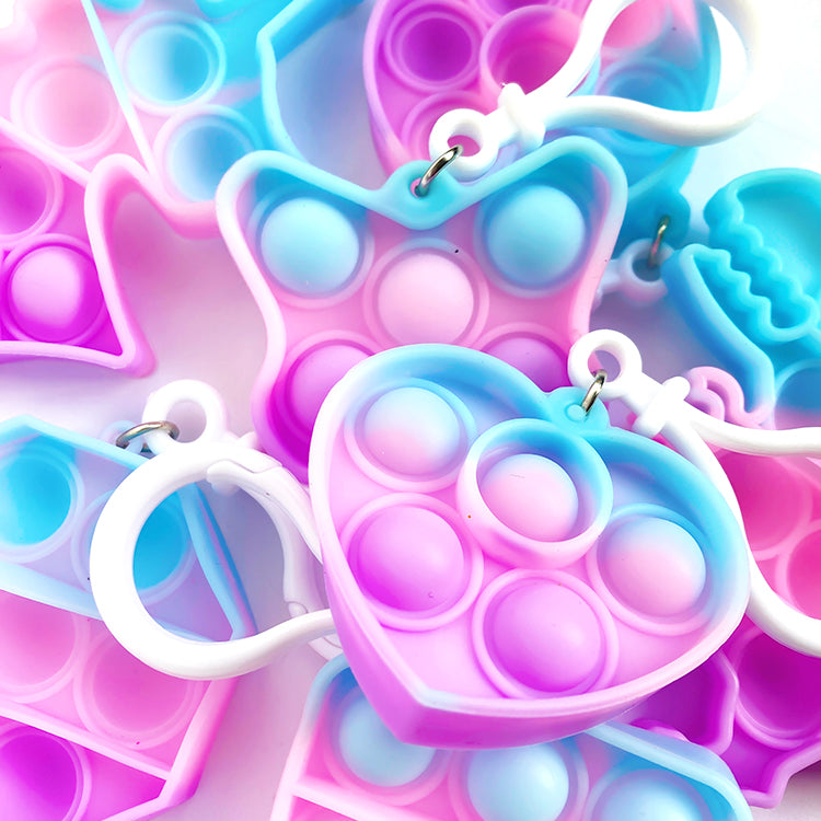 Poppit Fun Assorted Pastel Jumbo Keyrings/Charms x 50 ( BULK BUY SPECIAL )