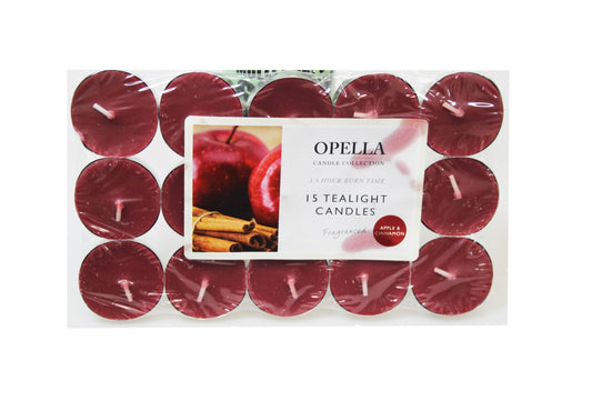 Beautifully Scented Opella Apple and Cinnamon 12 Tealight Candles 3.5 Hour Burn Time CD001A