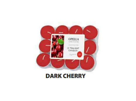 Beautifully Scented Opella Dark Cherry 12 Tealight Candles 3.5 Hour Burn Time CD001DC