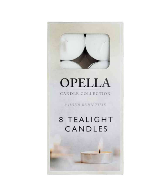 Opella White Tealight Candles Box of 8 CD003 / OW2
