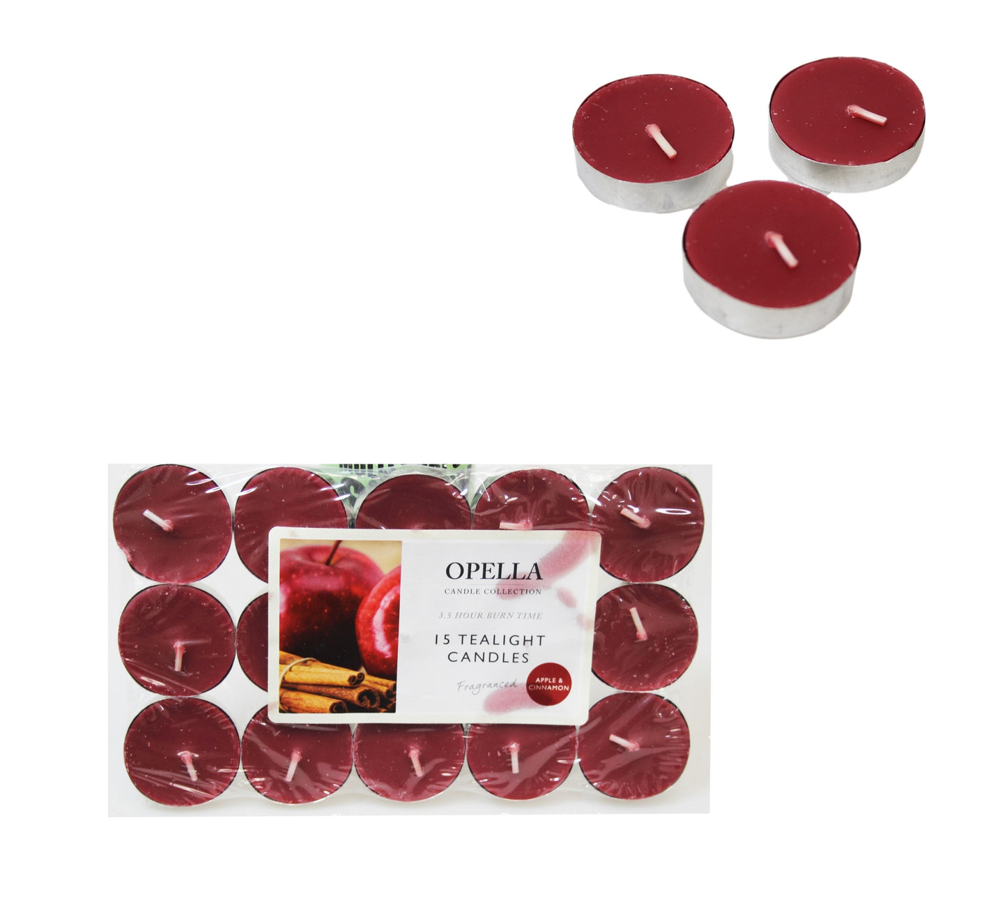 Beautifully Scented Opella Apple and Cinnamon 12 Tealight Candles 3.5 Hour Burn Time CD001A