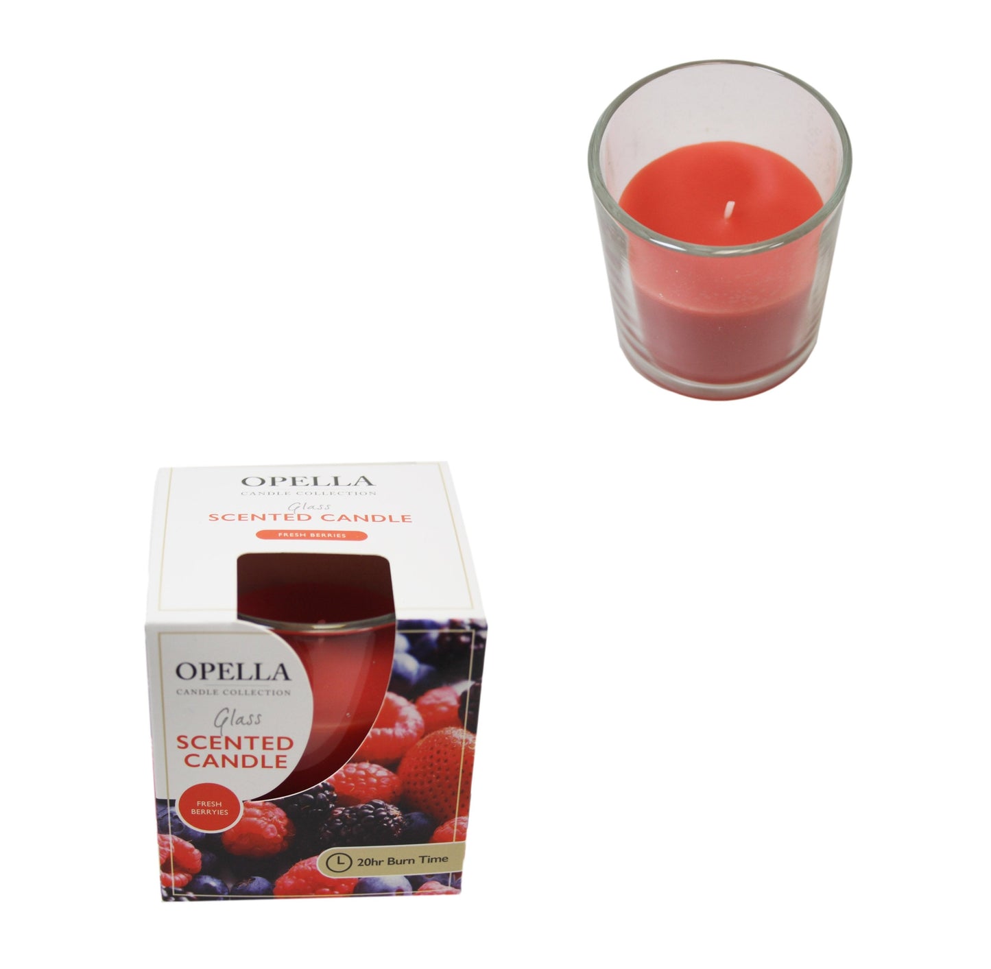 Opella Scented Candle In Glass Jar Fresh Berries Fragrance 5 x 6.5 cm CDJARB