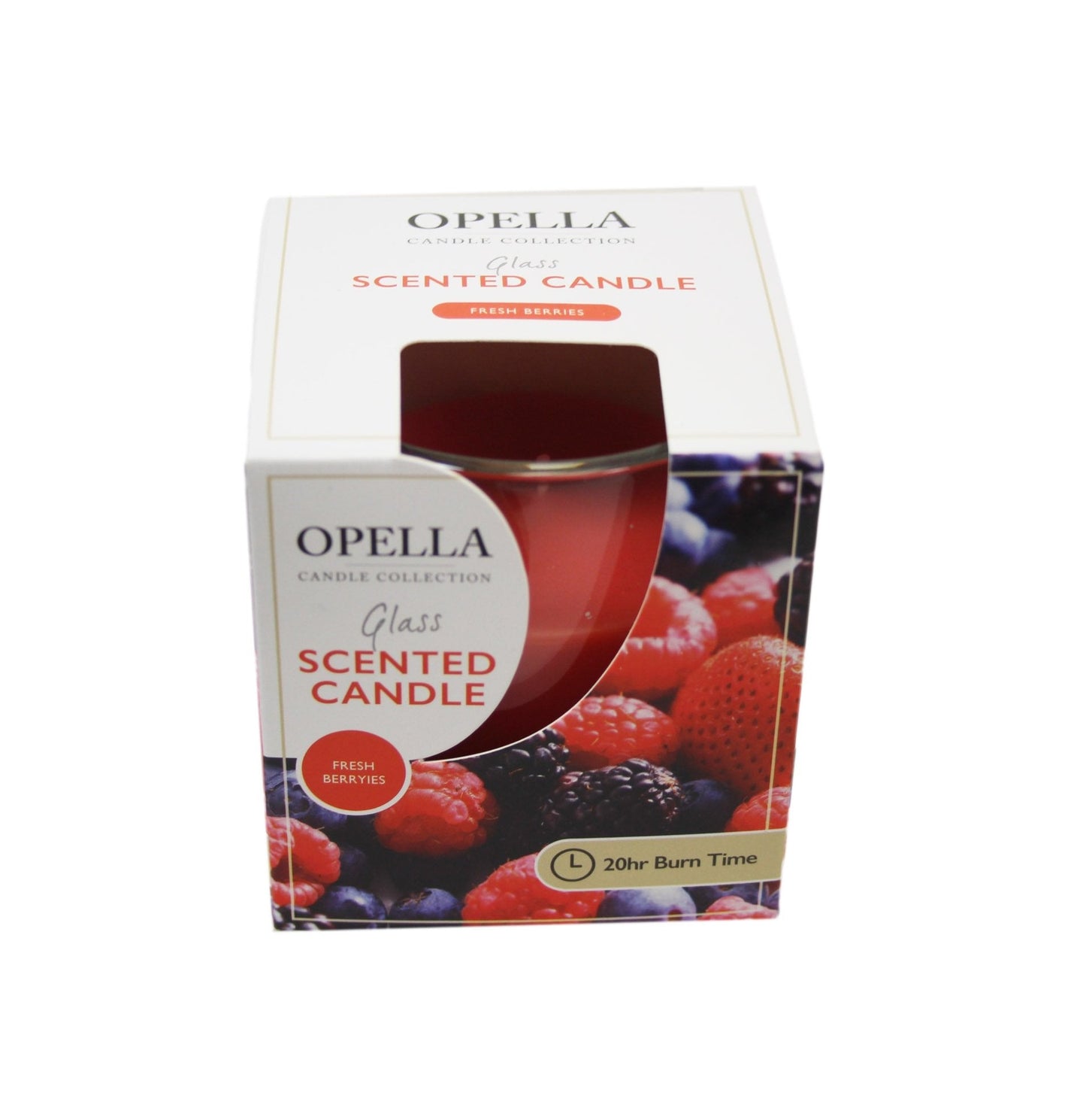 Opella Scented Candle In Glass Jar Fresh Berries Fragrance 5 x 6.5 cm CDJARB