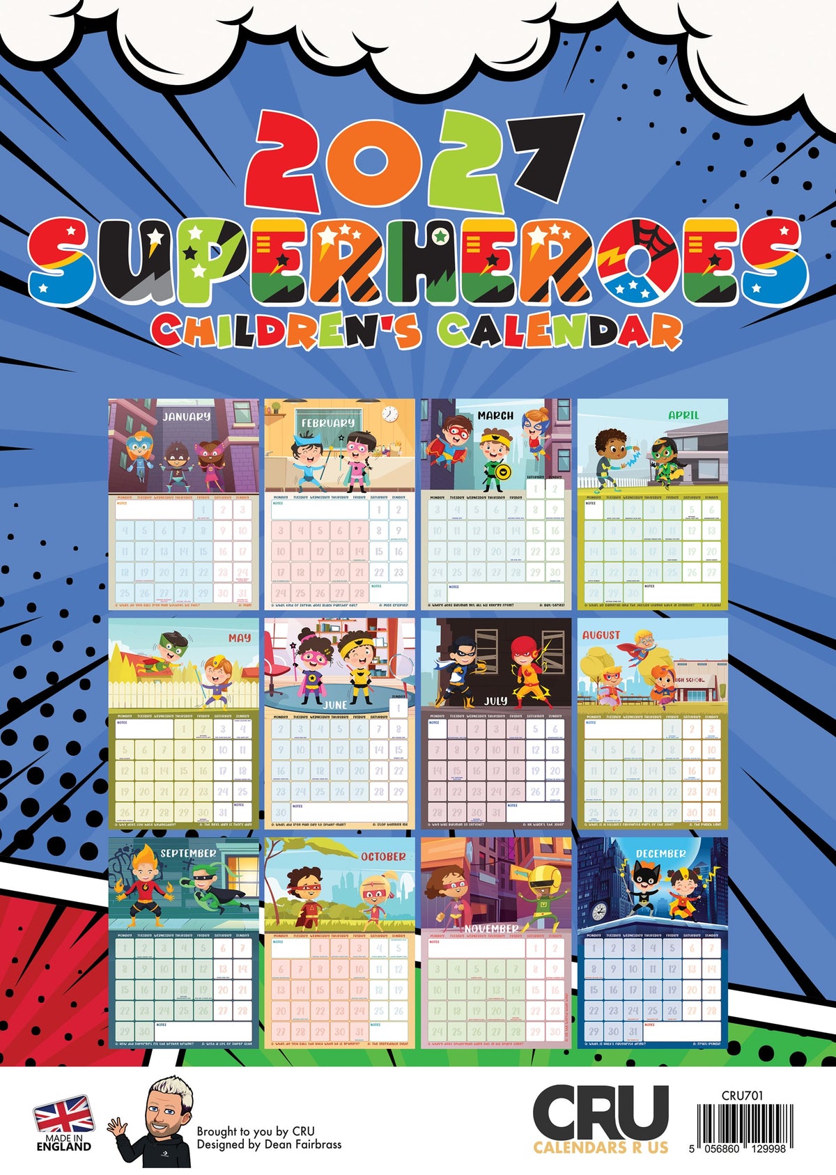 Superheroes - A3 Calendar 2027