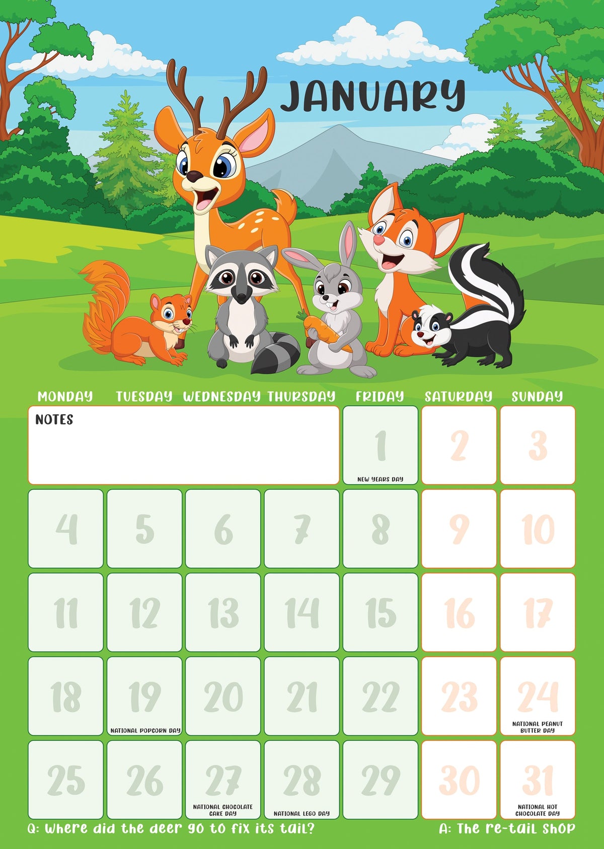 Animals - A3 Calendar 2027