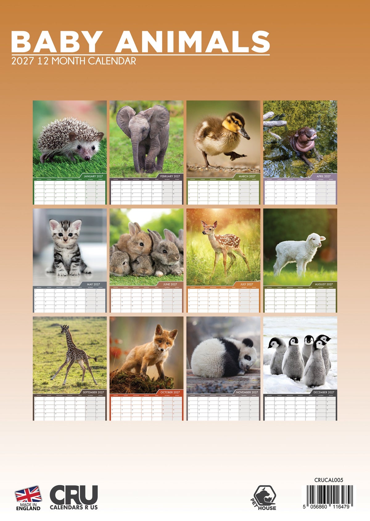 Baby Animals - A3 Calendar 2027