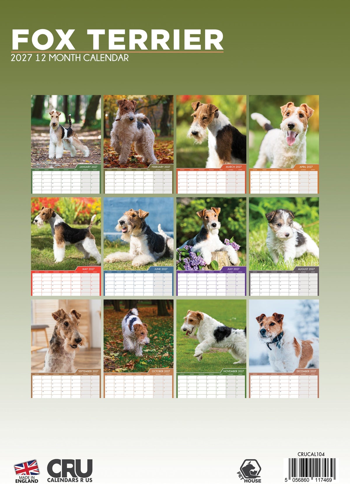 Fox Terrier - A3 Calendar 2027