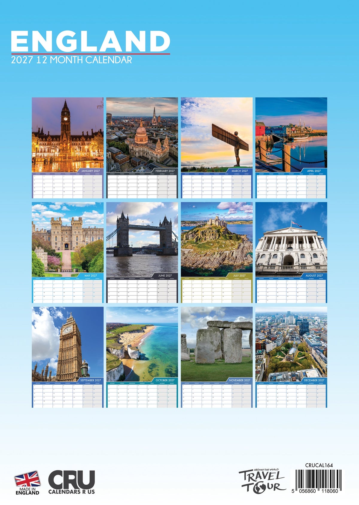 England - A3 Calendar 2027