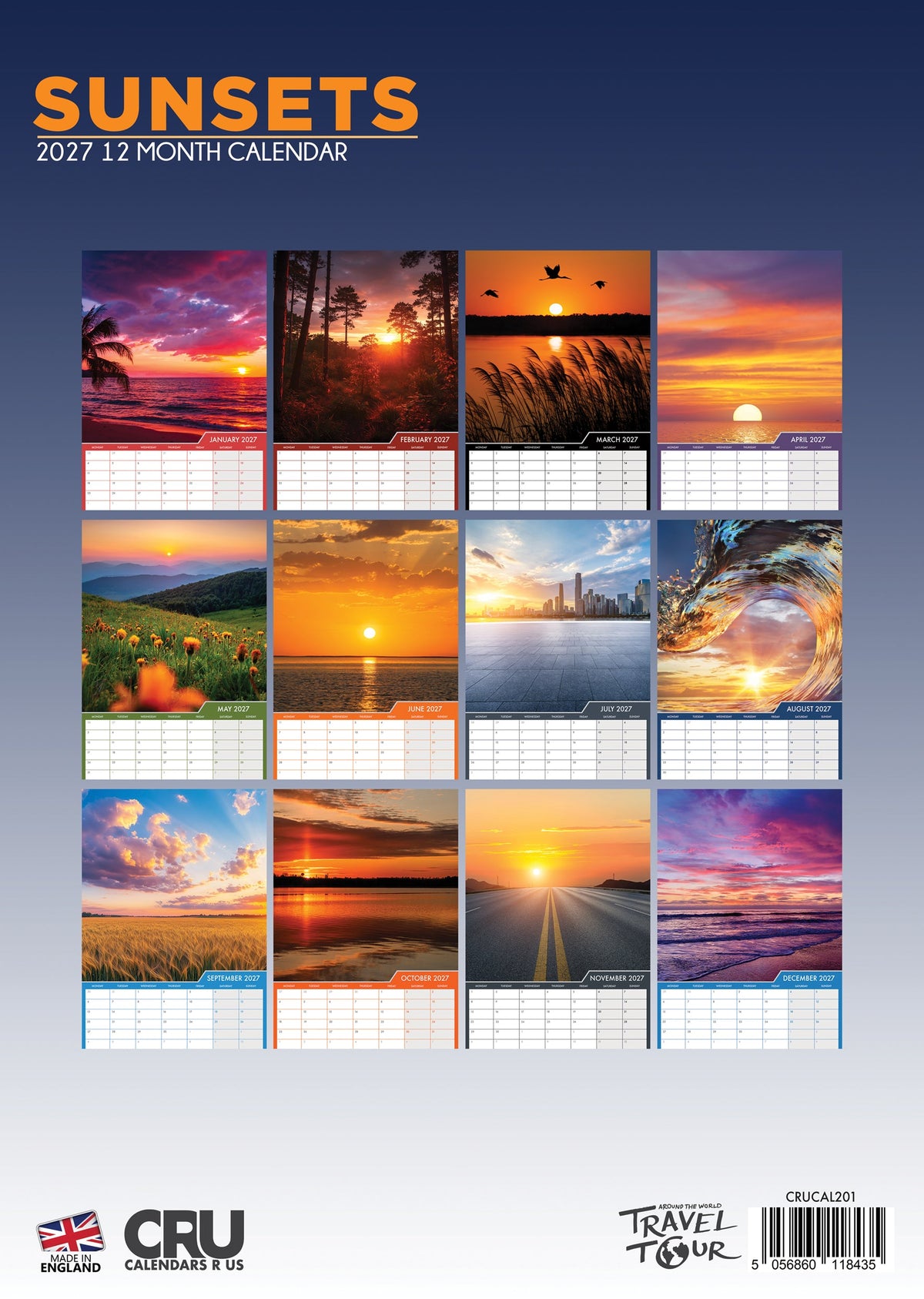 Sunsets - A3 Calendar 2027