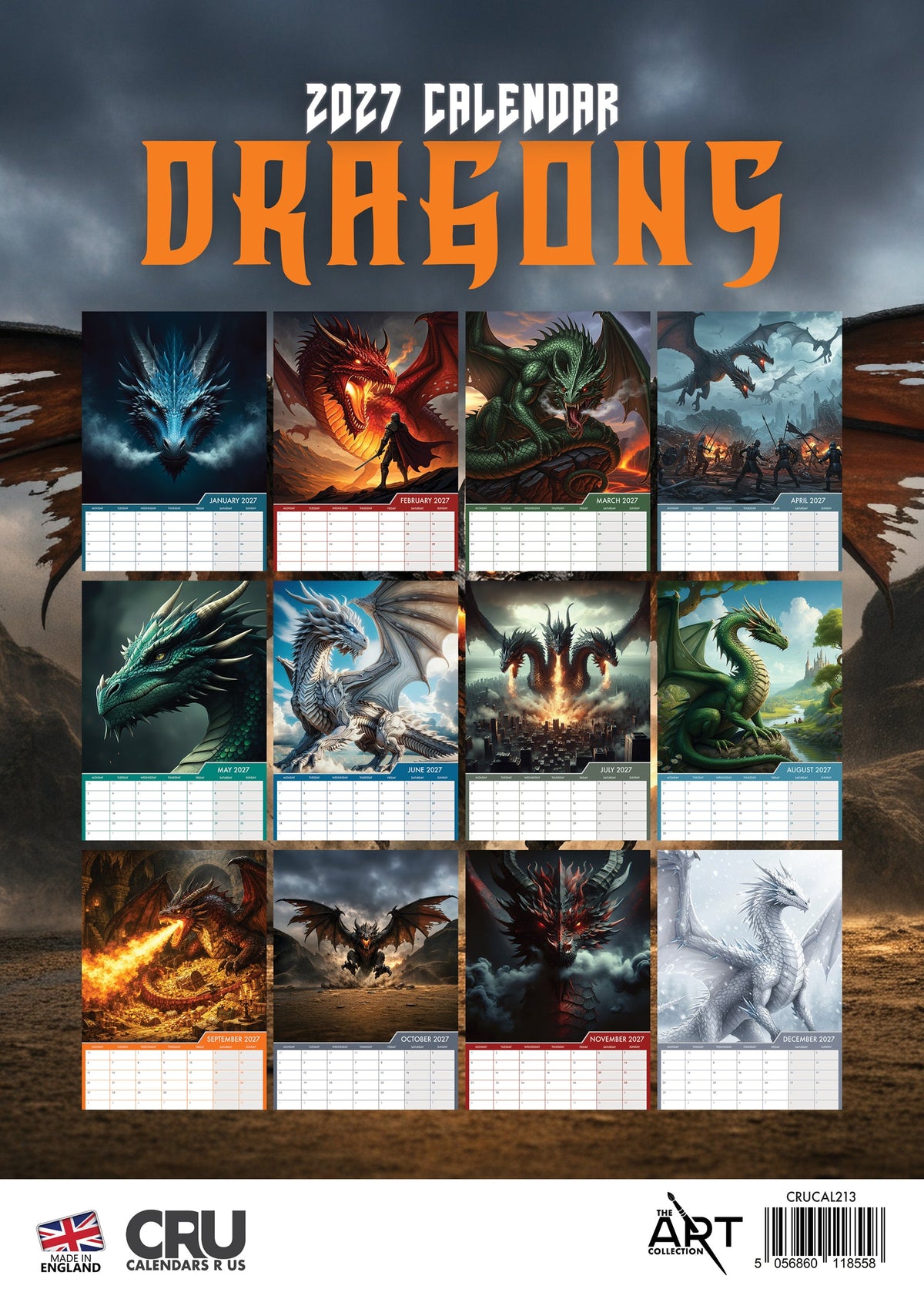 Dragons - A3 Calendar 2027