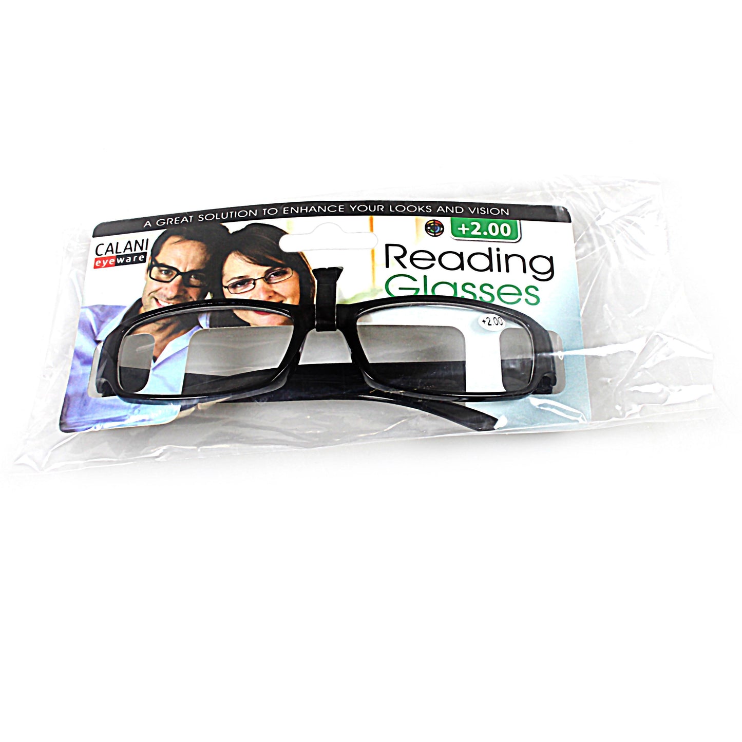 Plastic Calani Reading Glasses +2.00 Assorted Colours BOX200