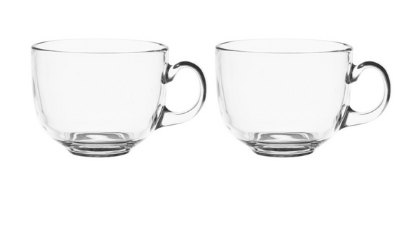 Large Clear Glass Breakfast Yoghurt Milk Tea Cup 2pc 480ml 10.5 x 8.5 cm 7121