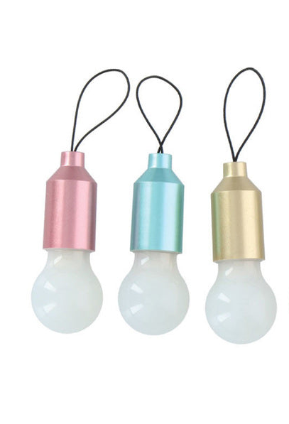 Small LED Light Bulb Shape Keyring Pull Switch 5.5cm Assorted Colours 9982