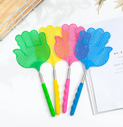 Extendable Plastic Fly Swatter 28 - 73 cm Hand Design Assorted Colours 6885