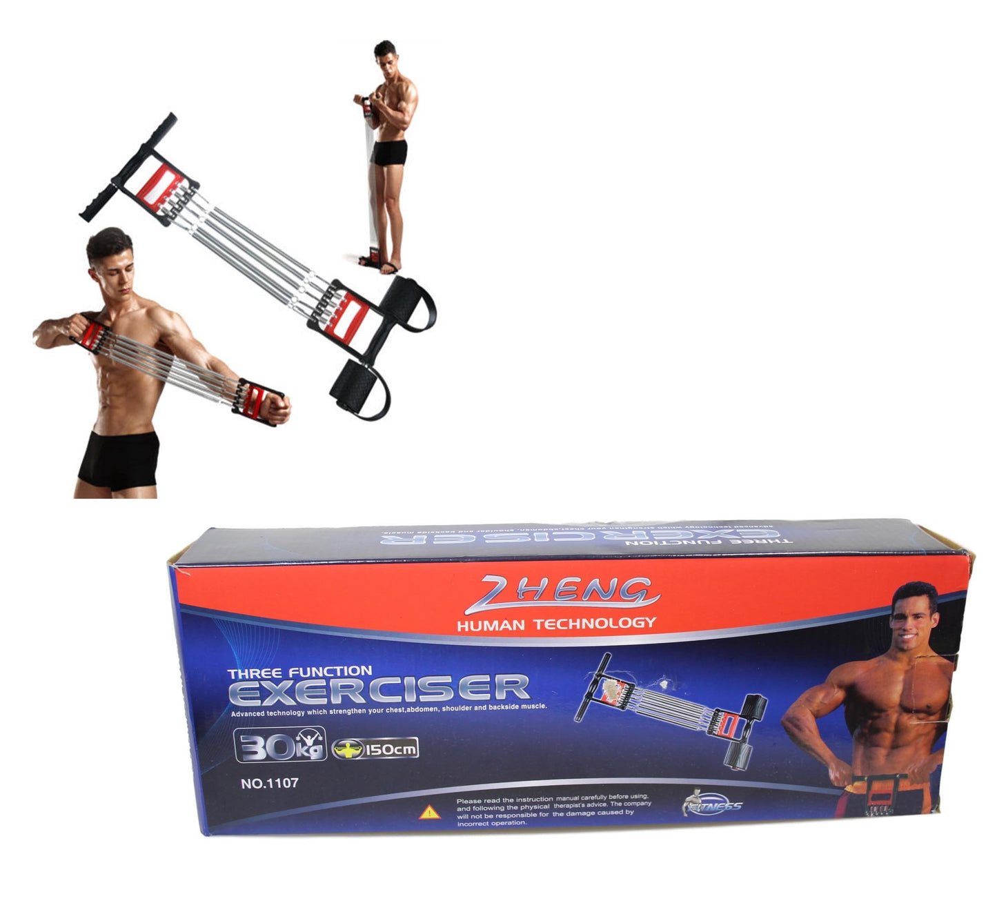 5 Spring Chest Expander 3 In 1 Pull Stretcher Gym Muscle Training Exerciser 30kg 5582 A W25
