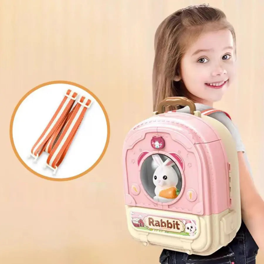 Cute Bunny Rabbit Pet Set Backpack & Toy Playset