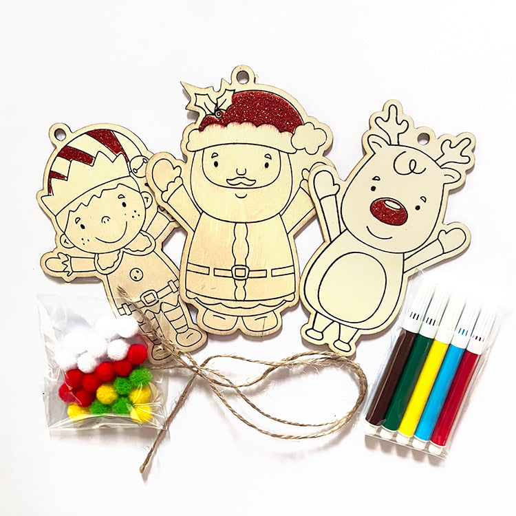 Wooden Hanging Xmas Decorations Decorating Kit