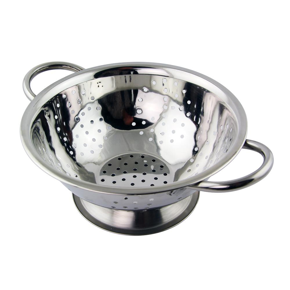 Stainless Steel Kitchen Colander Drainer Strainer With Handle Food Prep 24cm 3227