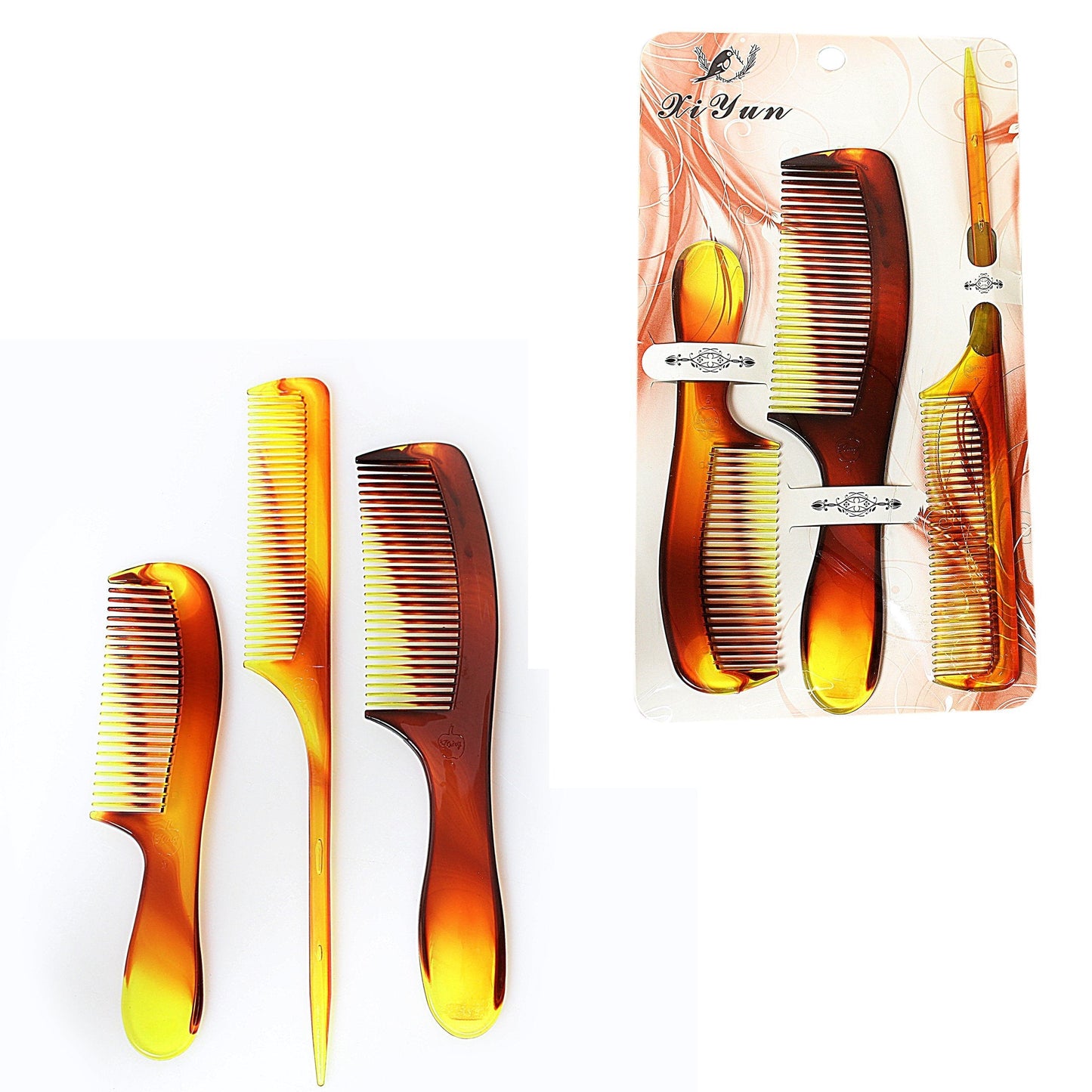 Pack of 3 Plastic Standard Comb Set Haircare Assorted Sizes 4804 A