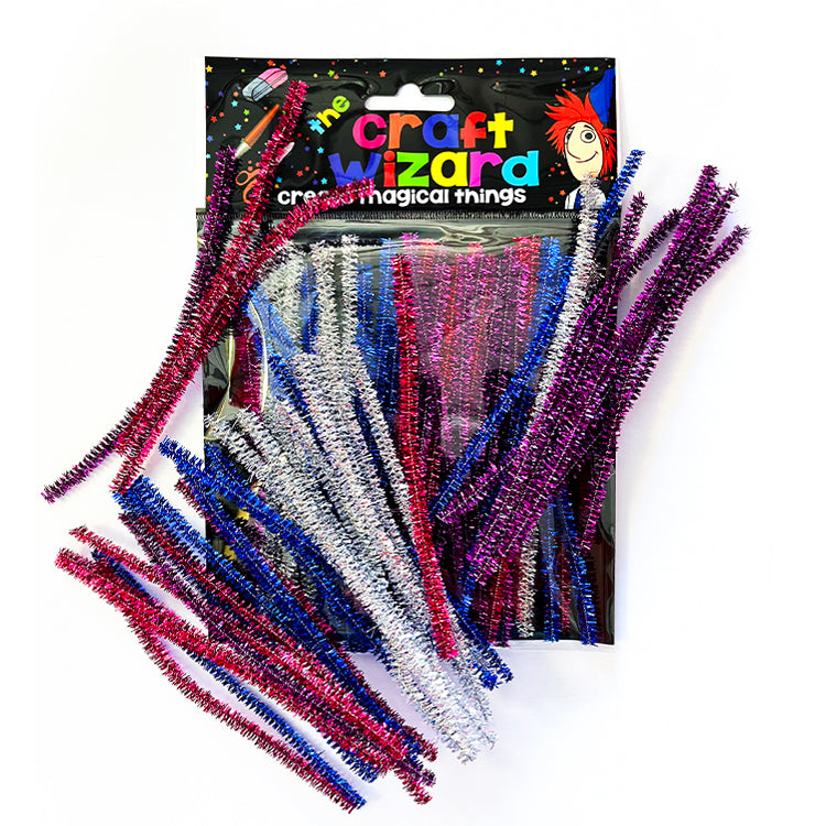 Xmas Ice Coloured Tinsel Craft Stems Value Pack