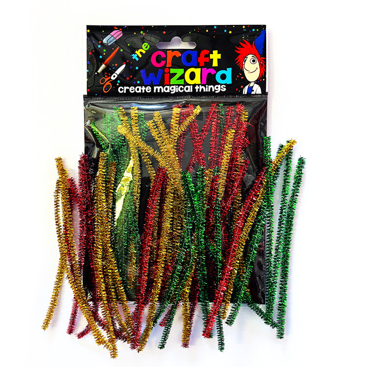 Xmas Trad Colours Tinsel Stems Value Pack