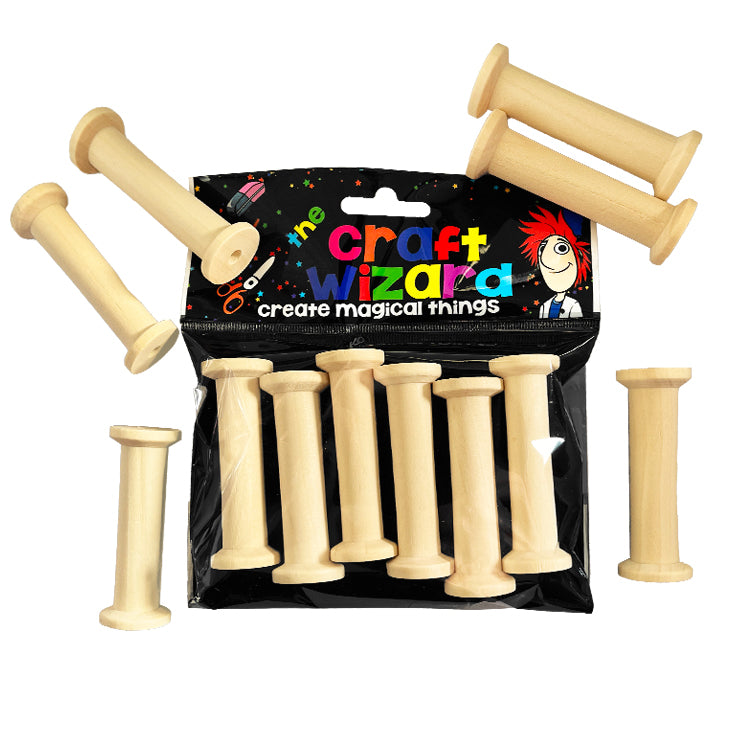 Deluxe Wooden Craft Spools x 6