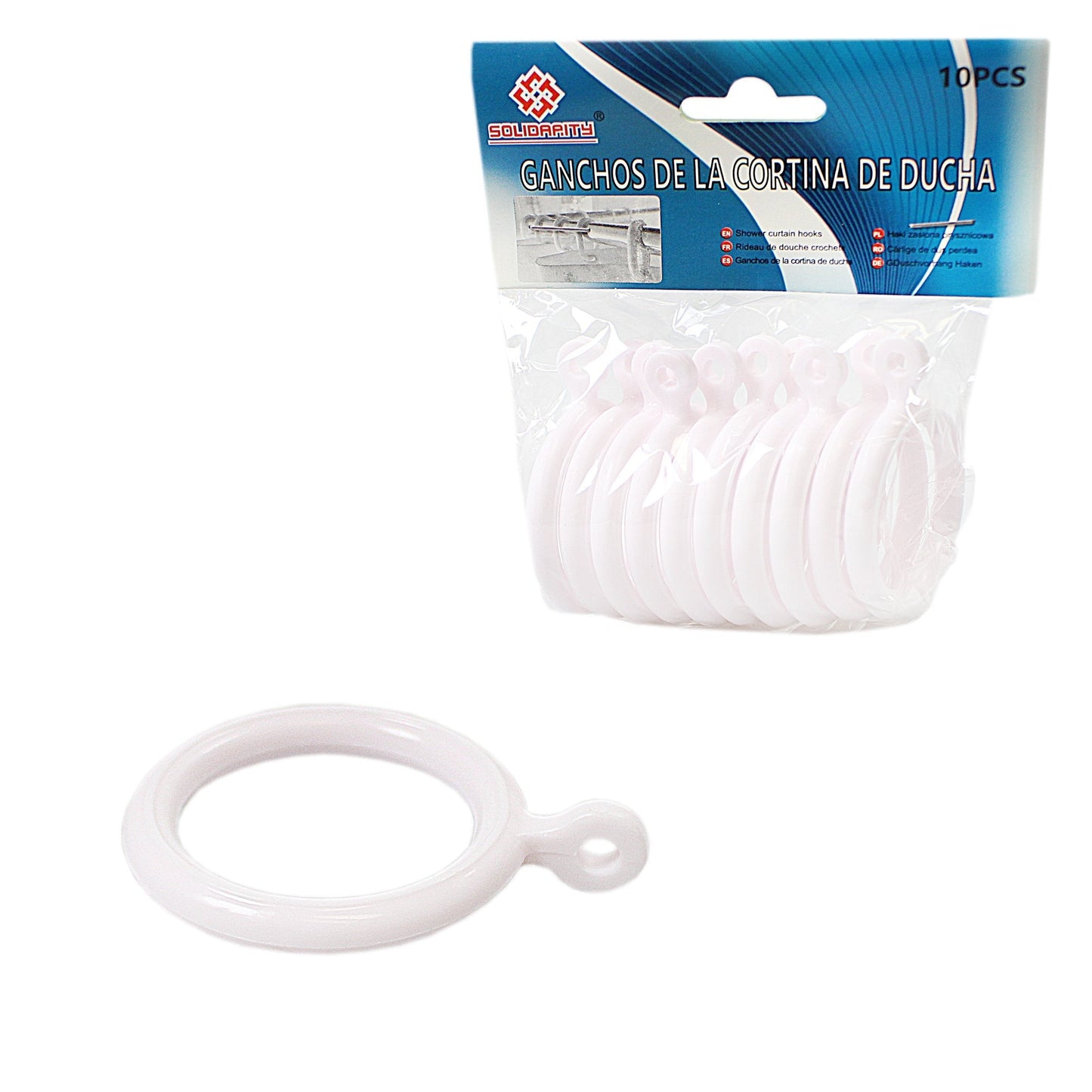 Plastic Shower Curtain Rings White Pack of 10 4778 A