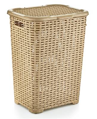 Rattan Style Laundry Basket Plastic 60 Litre Assorted Colours D05004