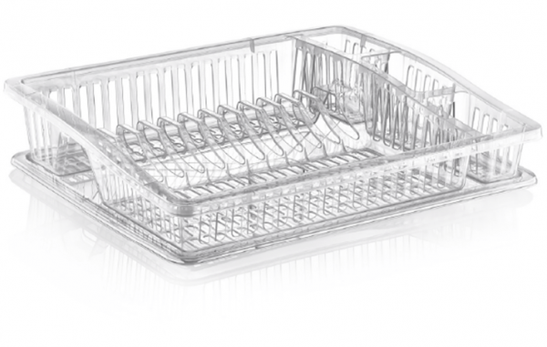 Transparent Step Dish Cutlery Cup Glass Drainer With Tray 07106 A