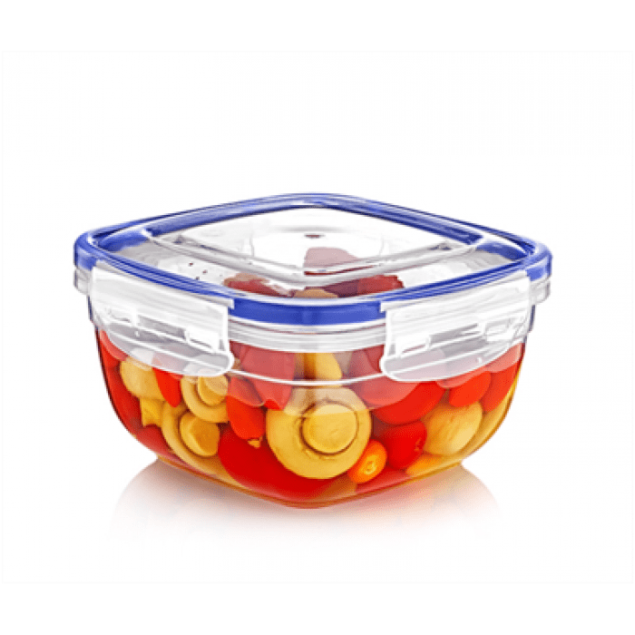Square Clear Plastic Food Storage Container With Sealing Lid 900Ml