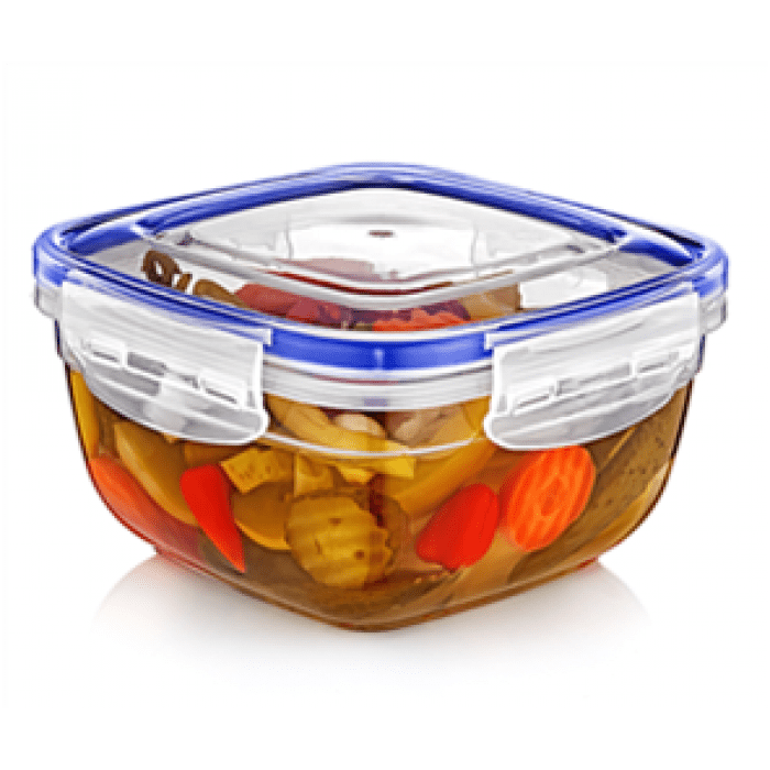 Square Clear Plastic Food Storage Container With Sealing Lid 1500Ml