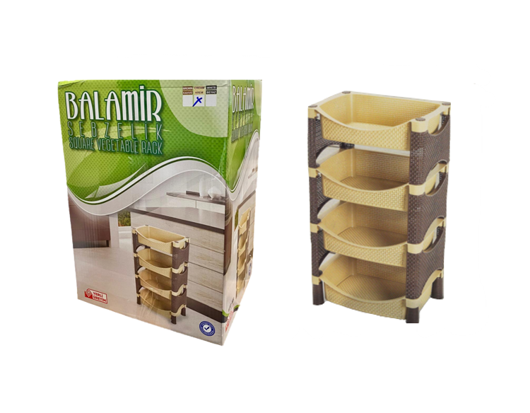 Balamir 4 Tier Plastic Kitchen Vegetable Fruit Storage Rack Assorted Colours D609