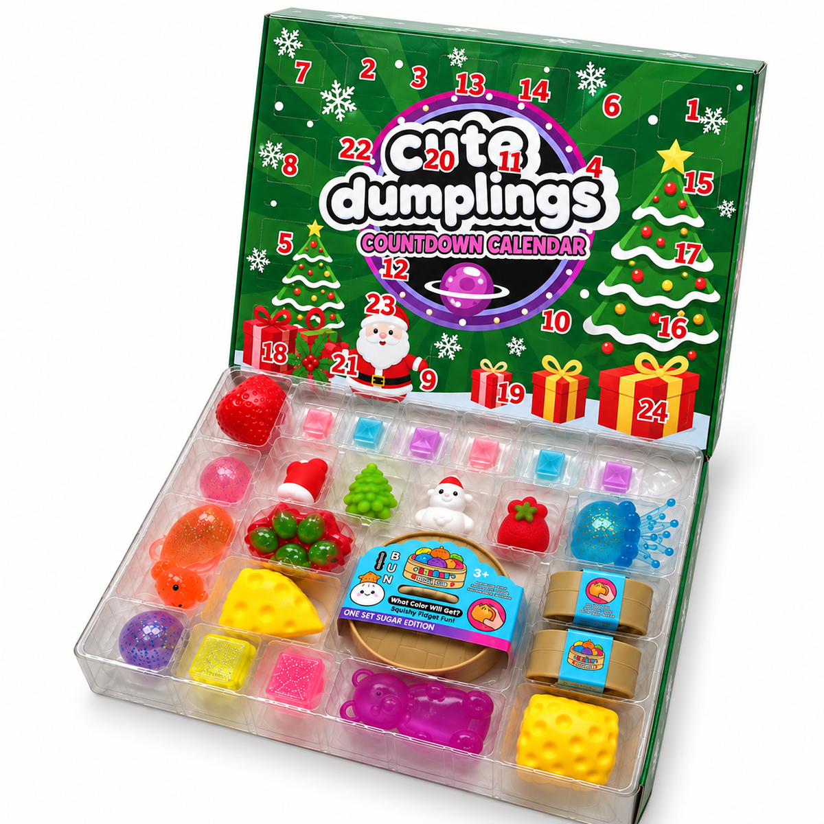 The Ultimate Super Squishy Advent Calendar - Green Cute Dumplings Style