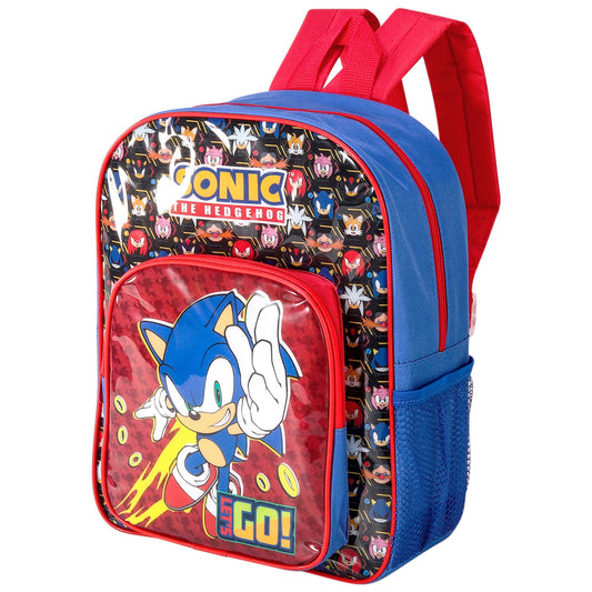 Sonic Style Backpack Kids Deluxe Rucksack with Zips & Adjustable Straps