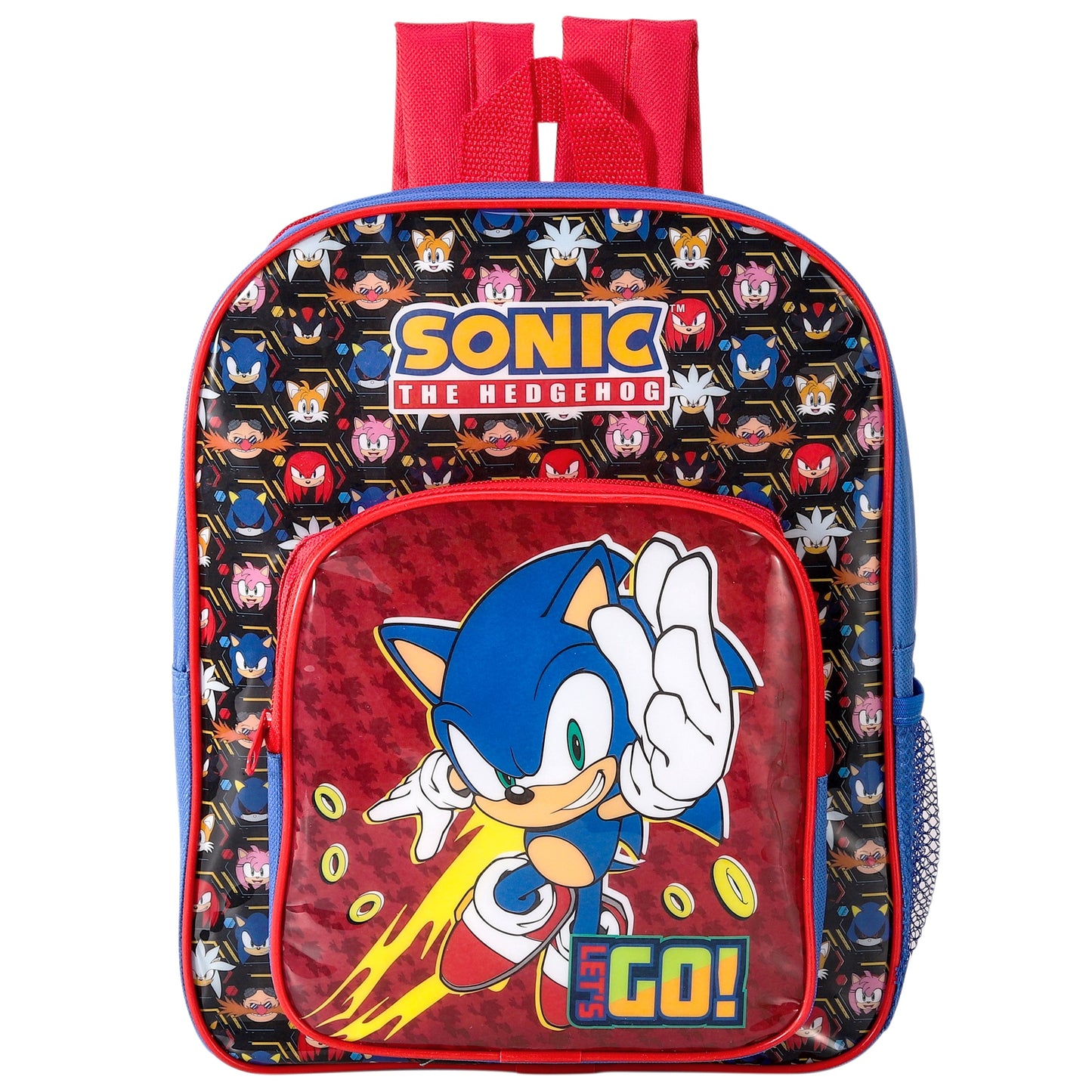Sonic Style Backpack Kids Deluxe Rucksack with Zips & Adjustable Straps