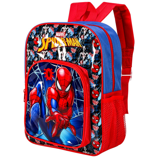 Spiderman Style Backpack Kids Deluxe Rucksack with Zips & Adjustable Straps