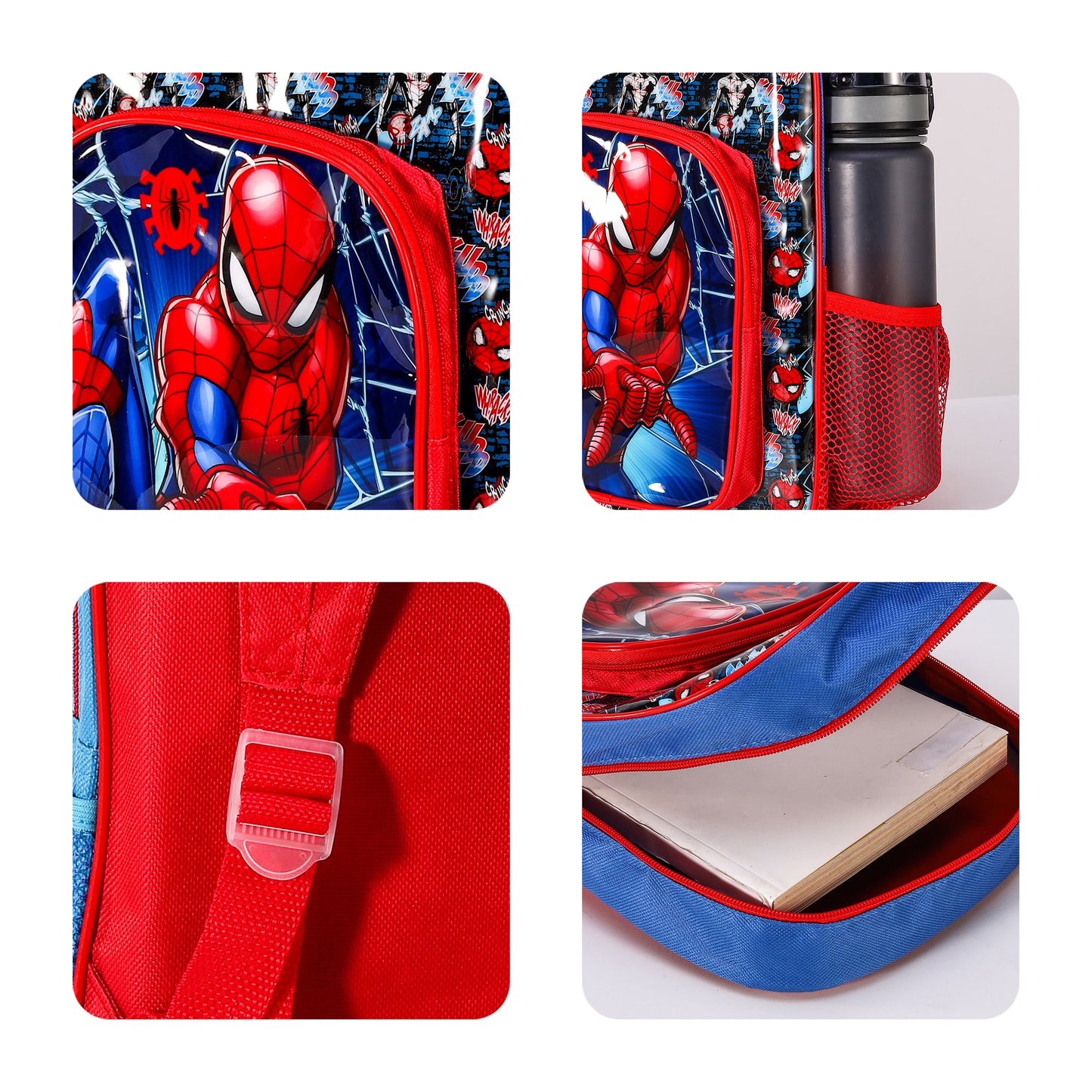 Spiderman Style Backpack Kids Deluxe Rucksack with Zips & Adjustable Straps