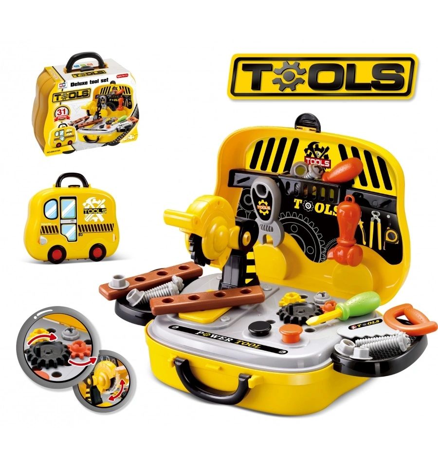 Deluxe Tool Set Complete Set Pretend Play Tool Box Carry Case - 31 Pieces