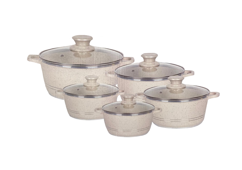 Delight Non-Stick Die-Cast Casserole Pan Set of 10 20 - 32 cm Cream DL9018C
