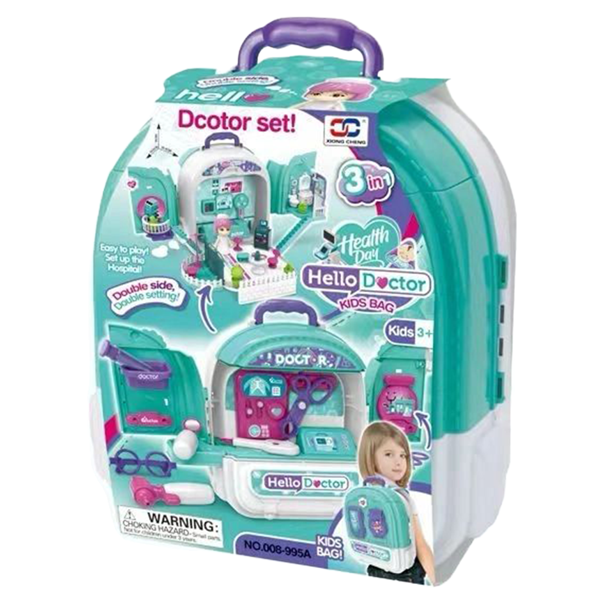 3 in 1 Doctors Playset Backpack Double Sided Case