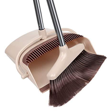 Plastic Foldable Long Handle Dustpan and Broom Set Assorted Colours 8817