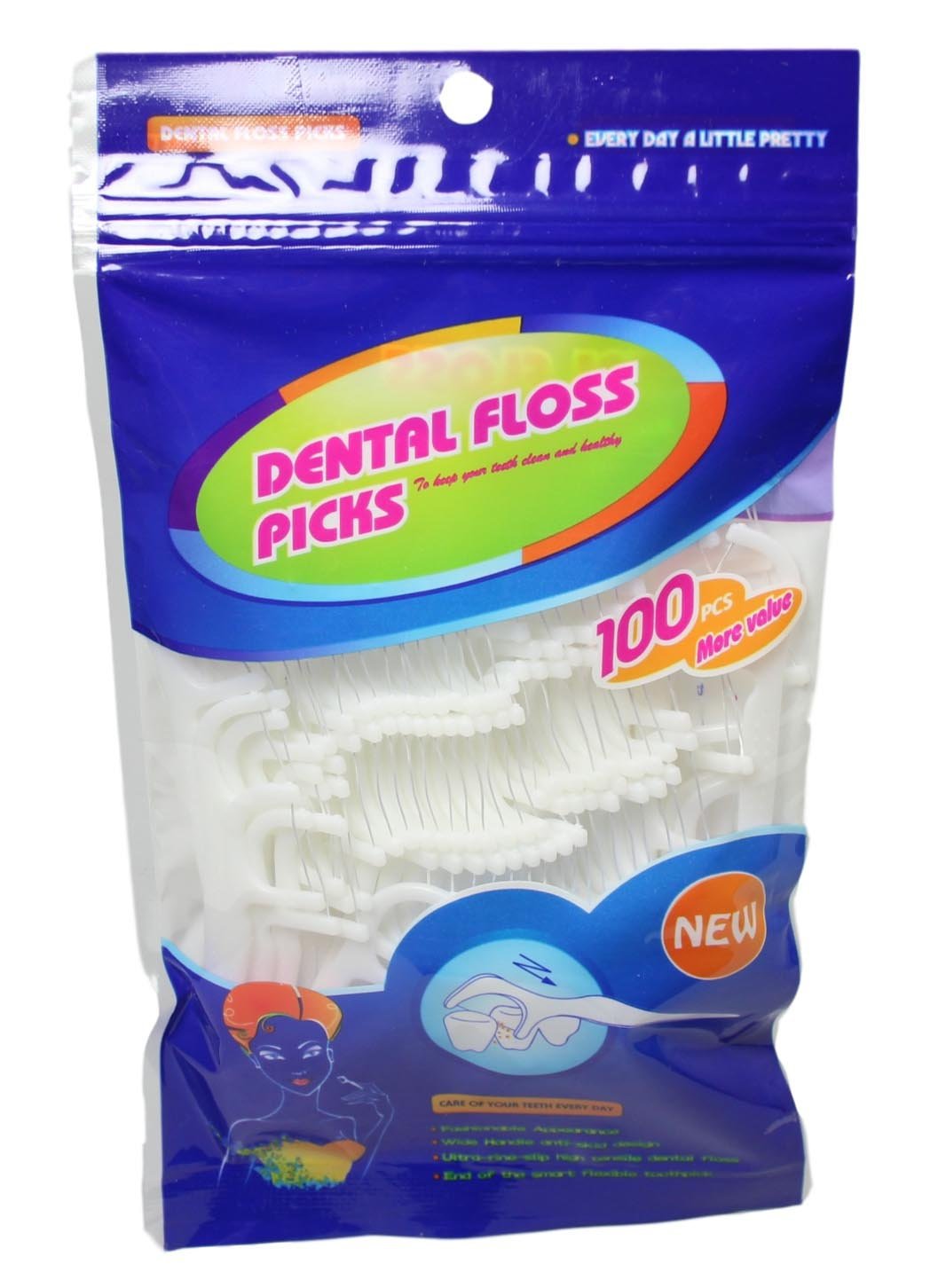 Smart Fle x ible Dental Floss Picks Care And Cleaner Teeth Ultra Fine Strip 100 Packs