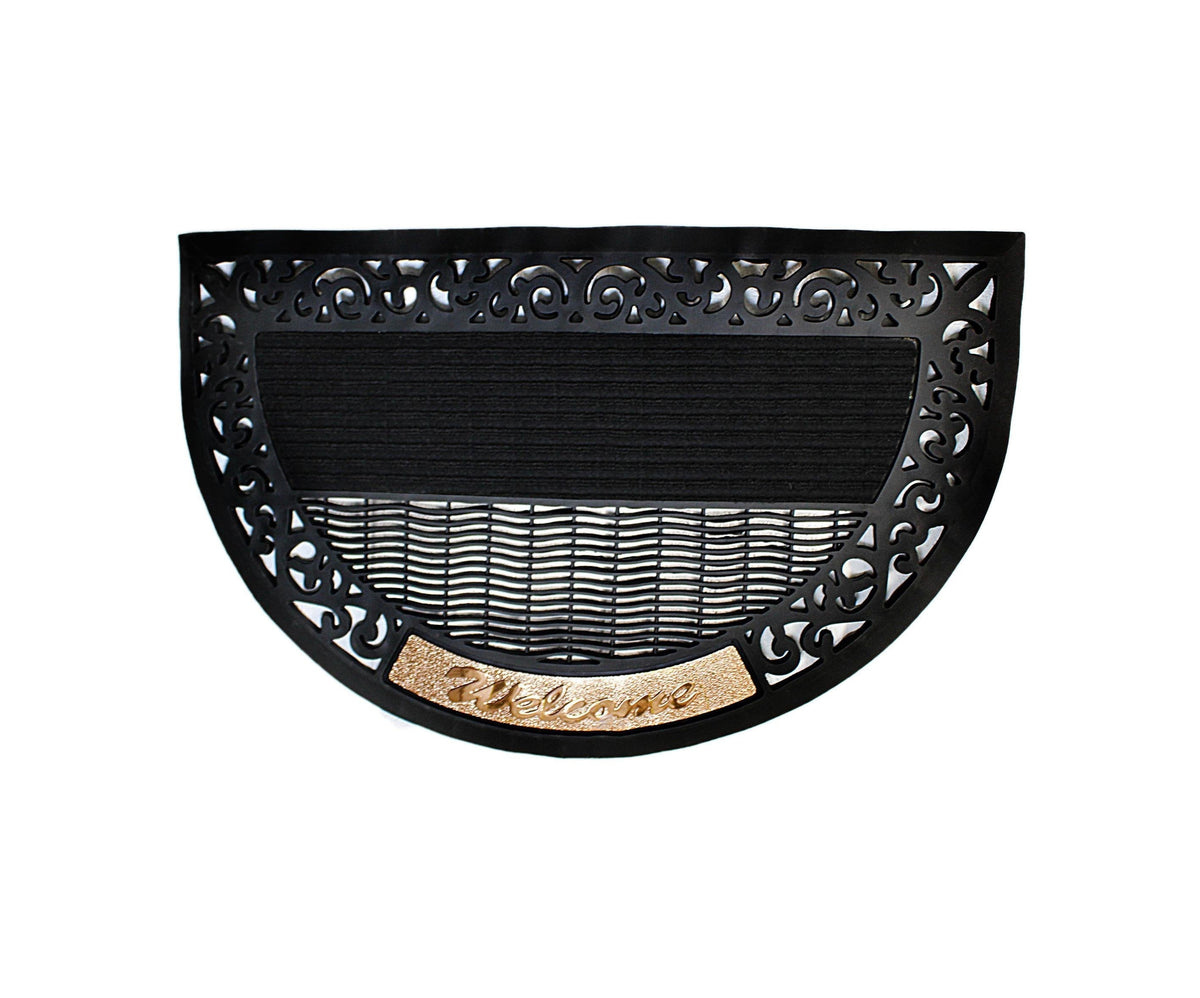 Half Circle Doormat Gold Metal Welcome Design Assorted Colours